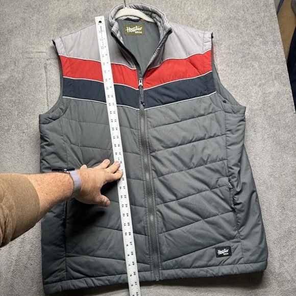 Howler Bros Primaloft Gray Red Navy Striped Puffer Vest‎ Men's Large Outdoors